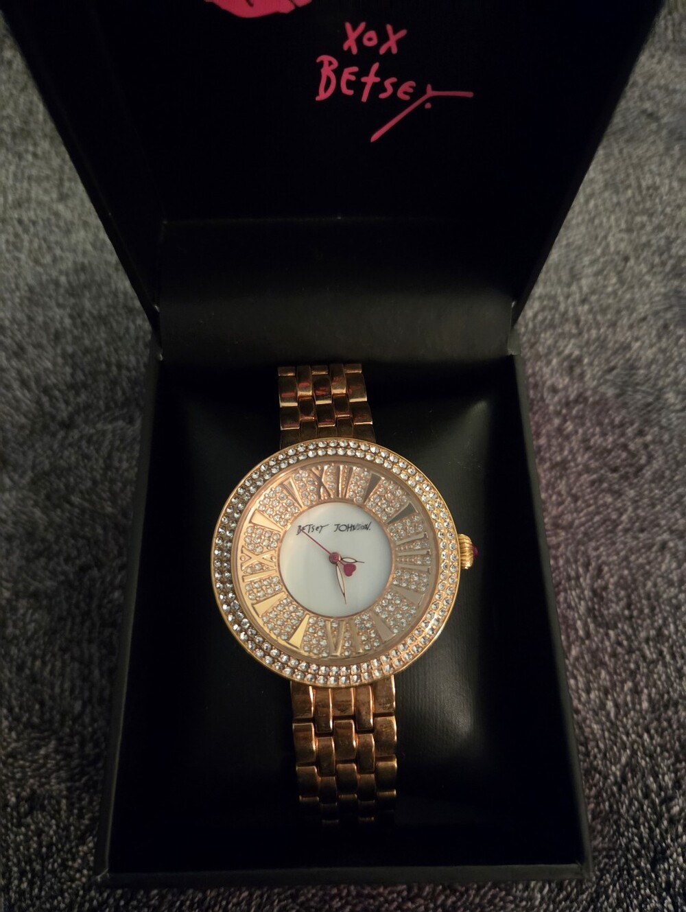 Betsey Johnson Rose Gold Crystal Accent Women's Watch Small